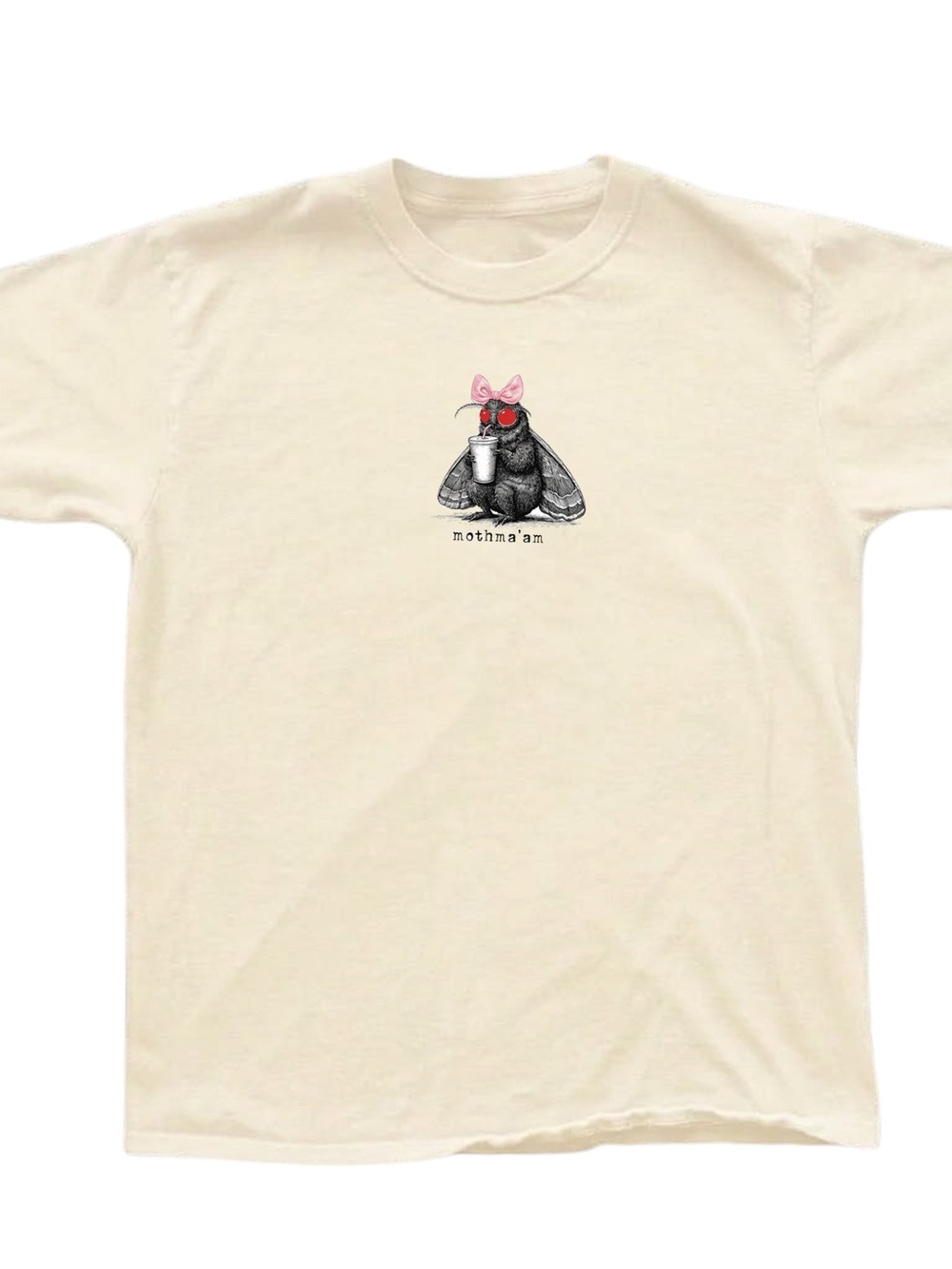Gildan Mothma'am Graphic Tee - Cream with Pink Accent